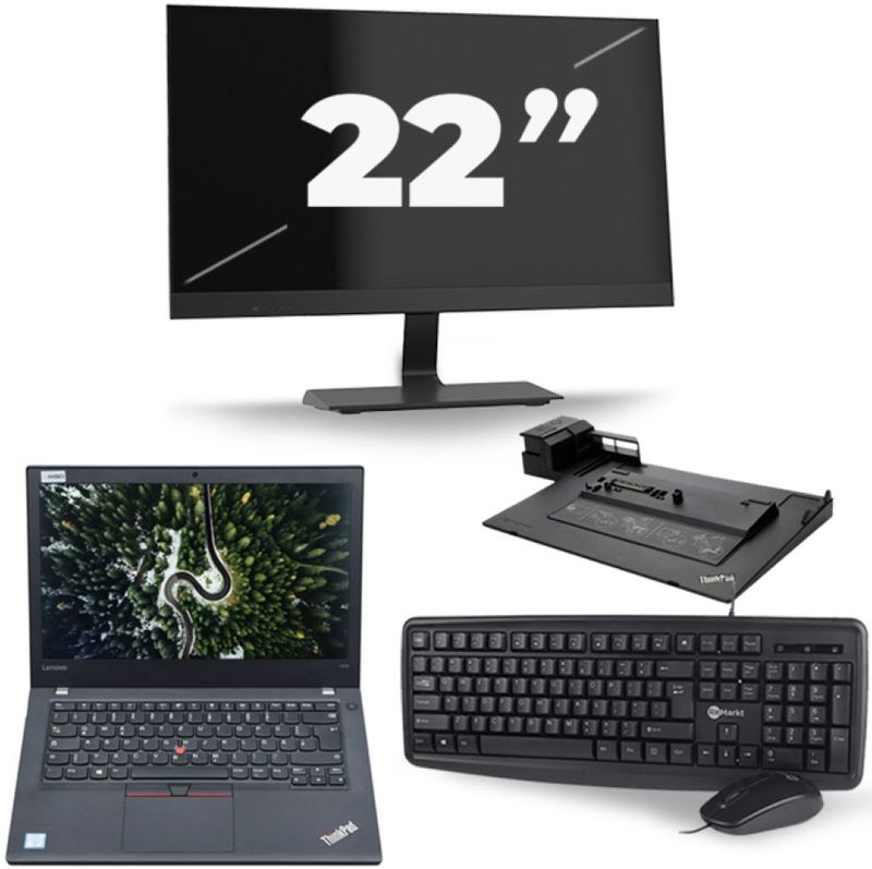 Lenovo ThinkPad T470 - Intel Core i7-6e Generatie - 14 inch - 16GB RAM - 256GB SSD - Windows 11 + 1x 22 inch Monitor Zichtbare schade