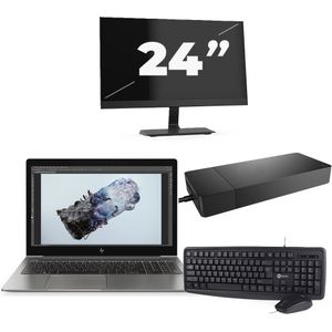 HP ZBook 15u G6 - Intel Core i7-8e Generatie - 15 inch - 16GB RAM - 256GB SSD - Windows 11 + 1x 24 inch Monitor Zichtbaar gebruikt