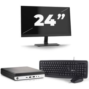 HP EliteDesk 800 G3 USFF - Intel Core i3-6e Generatie - 8GB RAM - 128GB SSD - Windows 11 + 1x 24 inch Monitor Nette Staat