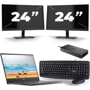 Dell Latitude 7370 - Intel Core m7-6e Generatie - 13 inch - 8GB RAM - 256GB SSD - Windows 11 Home + 2x 24 inch Monitor Zichtbare schade