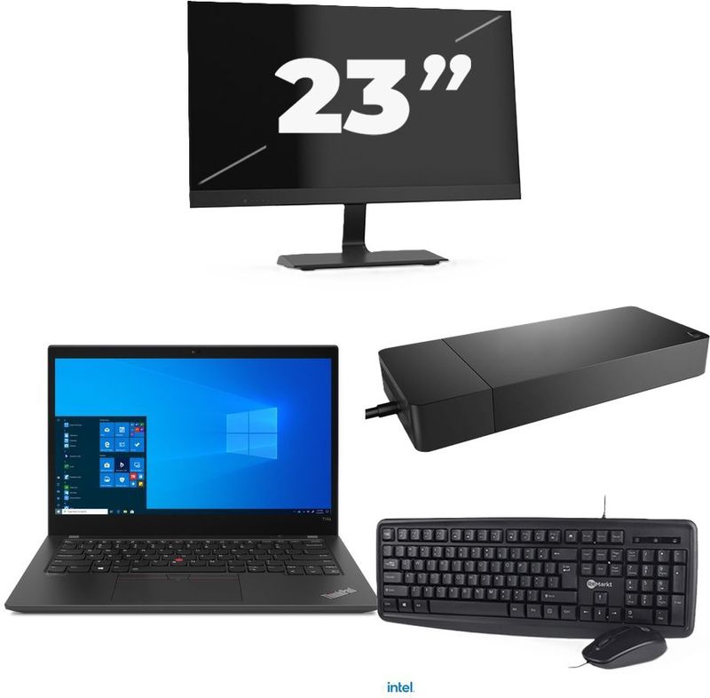 Lenovo ThinkPad T14s - Intel Core i7-10e Generatie - 14 inch - 16GB RAM - 256GB SSD - Windows 11 Home + 1x 23 inch Monitor Zichtbare schade