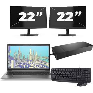 HP ZBook Firefly 15 G8 - Intel Core i7-11e Generatie - 15 inch - 16GB RAM - 256GB SSD - Windows 11 Home + 2x 22 inch Monitor Zichtbare schade