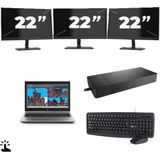 HP ZBook 15 G5 - Intel Core i7-8e Generatie - 15 inch - Touch - 16GB RAM - 256GB SSD - Windows 11 Home + 3x 22 inch Monitor Nette Staat