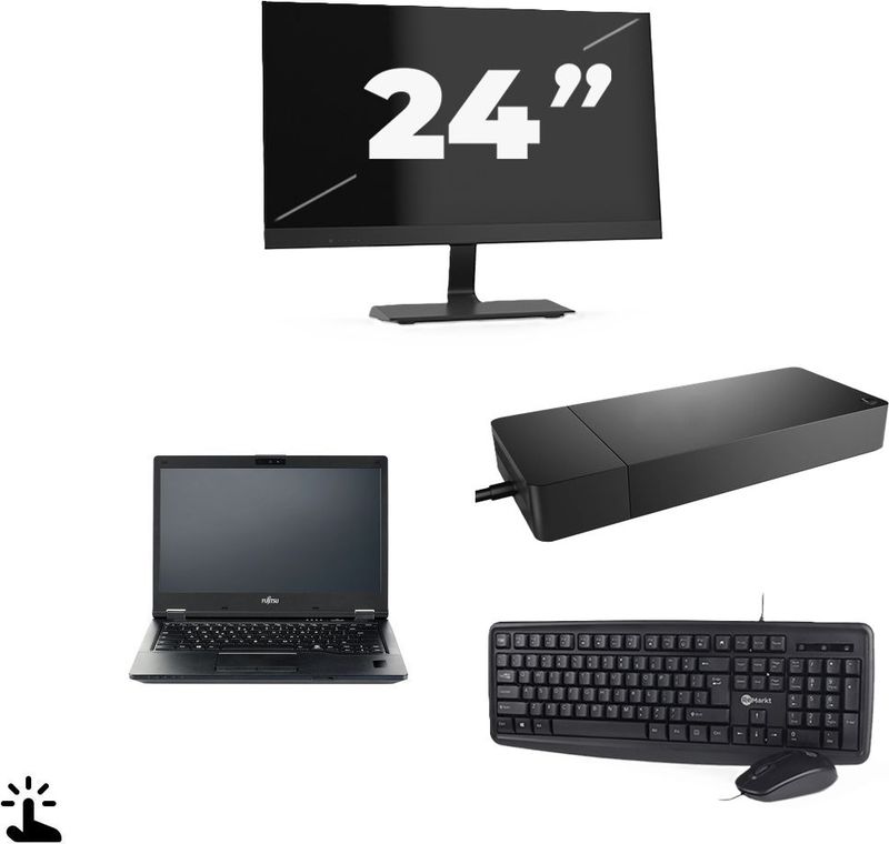Fujitsu LIFEBOOK E5410 - Intel Core i3-10e Generatie - 14 inch - Touch - 16GB RAM - 256GB SSD - Windows 11 Home + 1x 24 inch Monitor Zichtbaar gebruikt