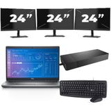Dell Precision 3571 - Intel Core i5-12e Generatie - 15 inch - 16GB RAM - 256GB SSD - Windows 11 Home + 3x 24 inch Monitor Nette Staat