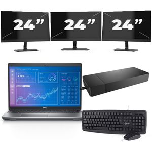 Dell Precision 3571 - Intel Core i5-12e Generatie - 15 inch - 16GB RAM - 256GB SSD - Windows 11 Home + 3x 24 inch Monitor Nette Staat