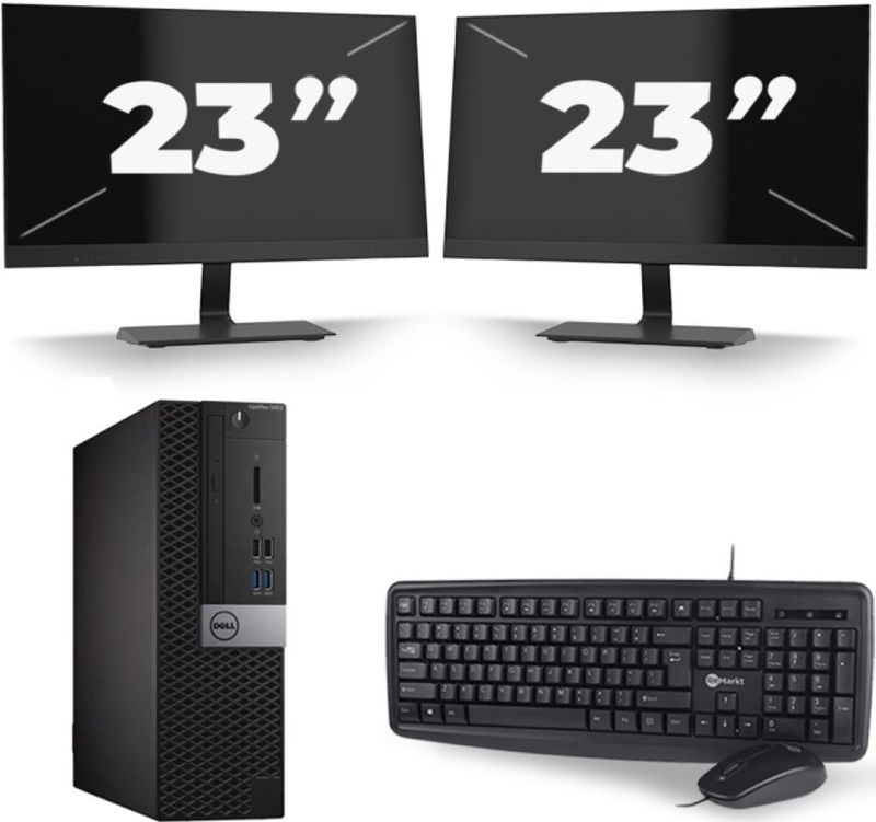 Dell Optiplex 3070 SFF - Intel Core i7-8e Generatie - 16GB RAM - 256GB SSD - Windows 11 + 2x 23 inch Monitor Nette Staat