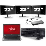 Fujitsu LifeBook U728 - Intel Core i7-8e Generatie - 12 inch - 16GB RAM - 512GB SSD - Windows 11 + 3x 22 inch Monitor Zichtbaar gebruikt