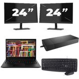 Lenovo ThinkPad T14s Gen 1 - Intel Core i7-10e Generatie - 14 inch - 16GB RAM - 256GB SSD - Windows 11 Home + 2x 24 inch Monitor Nette Staat