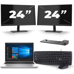 HP ProBook 650 G4 - Intel Core i5-7e Generatie - 15 inch - 8GB RAM - 256GB SSD - Windows 11 + 2x 24 inch Monitor Nette Staat