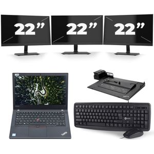 Lenovo ThinkPad T470 - Intel Core i7-6e Generatie - 14 inch - 16GB RAM - 256GB SSD - Windows 11 + 3x 22 inch Monitor Zichtbare schade