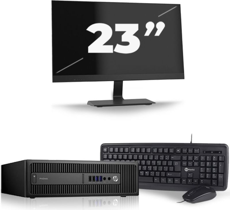 HP ProDesk 600 G2 SFF - Intel Core i7-6e Generatie - 16GB RAM - 256GB SSD - Windows 11 + 1x 23 inch Monitor Nette Staat