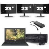 Asus C204M - Intel Celeron N4000 - 11 inch - 4GB RAM - 32GB SSD - Windows 11 Home + 3x 23 inch Monitor Zichtbare schade