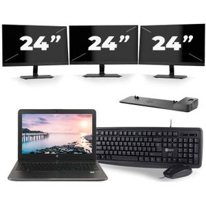 HP ZBook 15u G3 - Intel Core i7-6e Generatie - 15 inch - 16GB RAM - 256GB SSD - Windows 11 + 3x 24 inch Monitor Nette Staat