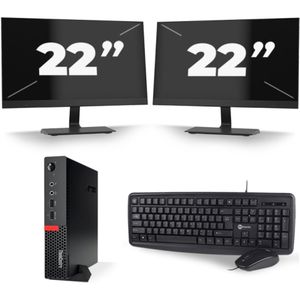 Lenovo ThinkCentre M710q USFF - Intel Core i7-6e Generatie - 16GB RAM - 256GB SSD - Windows 11 + 2x 22 inch Monitor Nette Staat