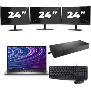 Dell Latitude 9520 - Intel Core i7-11e Generatie - 15 inch - 16GB RAM - 256GB SSD - Windows 11 Home + 3x 24 inch Monitor Zichtbare schade