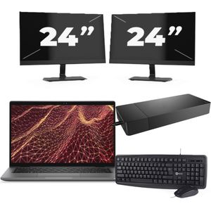 Dell Latitude 7430 - Intel Core i7-12e Generatie - 14 inch - 16GB RAM - 256GB SSD - Windows 11 Home + 2x 24 inch Monitor Nette Staat