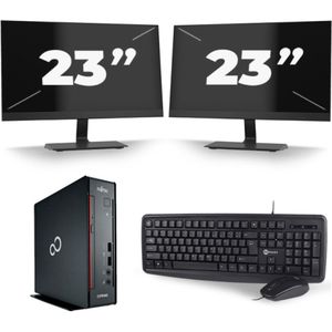 Fujitsu Esprimo Q556 USFF - Intel Core i5-6e Generatie - 8GB RAM - 256GB SSD - Windows 11 + 2x 23 inch Monitor Nette Staat