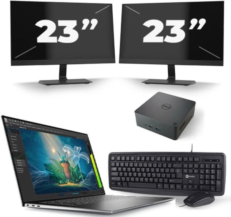 Dell Precision 5570 - Intel Core i7-12e Generatie - 15 inch - 16GB RAM - 256GB SSD - Windows 11 Home + 2x 23 inch Monitor Nette Staat