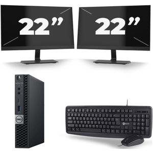 Dell Optiplex 7060 Micro USFF - Intel Core i7-8e Generatie - 16GB RAM - 256GB SSD - Windows 11 + 2x 22 inch Monitor Nette Staat