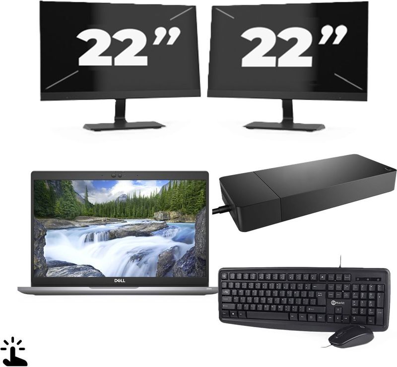Dell Latitude 5320 - Intel Core i5-11e Generatie - 13 inch - Touch - 16GB RAM - 256GB SSD - Windows 11 Home + 2x 22 inch Monitor Nette Staat