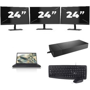 Fujitsu Lifebook A3510 - Intel Core i3-10e Generatie - 15 inch - 16GB RAM - 256GB SSD - Windows 11 Home + 3x 24 inch Monitor Nette Staat