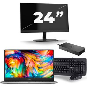 Dell XPS 13 9360 - Intel Core i5-7e Generatie - 13 inch - 8GB RAM - 256GB SSD - Windows 11 Home + 1x 24 inch Monitor Zichtbare schade