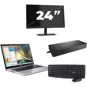 Acer Aspire A315-44P - AMD Ryzen 7 5700U - 15 inch - 16GB RAM - 256GB SSD - Windows 11 Home + 1x 24 inch Monitor Nette Staat