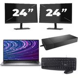 Dell Latitude 9520 - Intel Core i7-11e Generatie - 15 inch - 16GB RAM - 256GB SSD - Windows 11 Home + 2x 24 inch Monitor Nette Staat