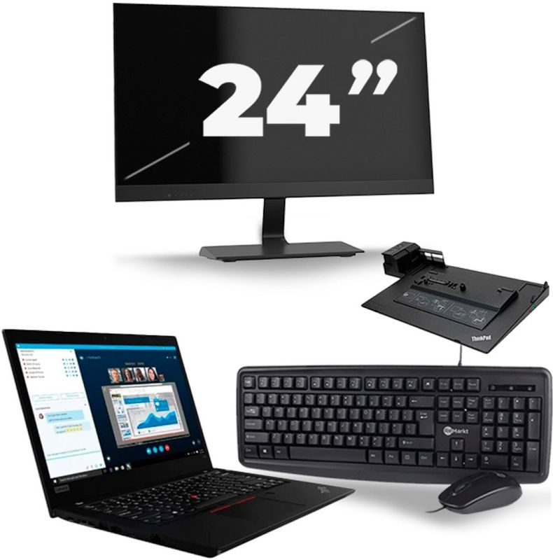 Lenovo ThinkPad L490 - Intel Core i5-8e Generatie - 14 inch - 16GB RAM - 256GB SSD - Windows 11 + 1x 24 inch Monitor Zichtbaar gebruikt