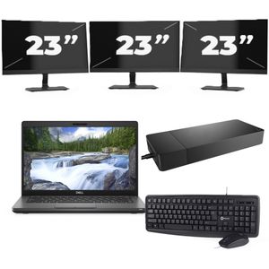 Dell Vostro 14 5401 - Intel Core i5-10e Generatie - 14 inch - 16GB RAM - 256GB SSD - Windows 11 Home + 3x 23 inch Monitor Nette Staat