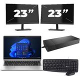 HP ProBook 440 G10 - Intel Core i3-13e Generatie - 14 inch - 16GB RAM - 256GB SSD - Windows 11 Home + 2x 23 inch Monitor Zichtbare schade