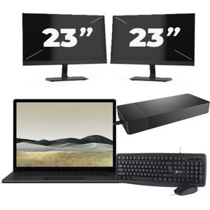 Microsoft Surface Laptop 3 - Intel Core i5-10e Generatie - 13 inch - 16GB RAM - 256GB SSD - Windows 11 Home + 2x 23 inch Monitor Nette Staat