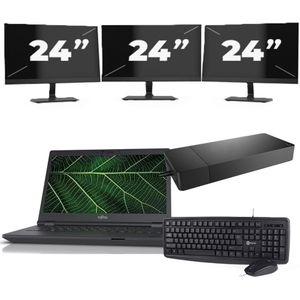 Fujitsu LIFEBOOK E5411 - Intel Core i5-11e Generatie - 14 inch - 16GB RAM - 256GB SSD - Windows 11 Home + 3x 24 inch Monitor Zichtbaar gebruikt