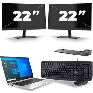 HP EliteBook 840 G8 - Intel Core i7-11e Generatie - 14 inch - 16GB RAM - 512GB SSD - Windows 11 + 2x 22 inch Monitor Nette Staat