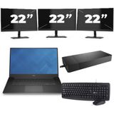 Dell Precision 5510 - Intel Core i7-6e Generatie - 15 inch - 16GB RAM - 256GB SSD - Windows 11 + 3x 22 inch Monitor Zichtbaar gebruikt