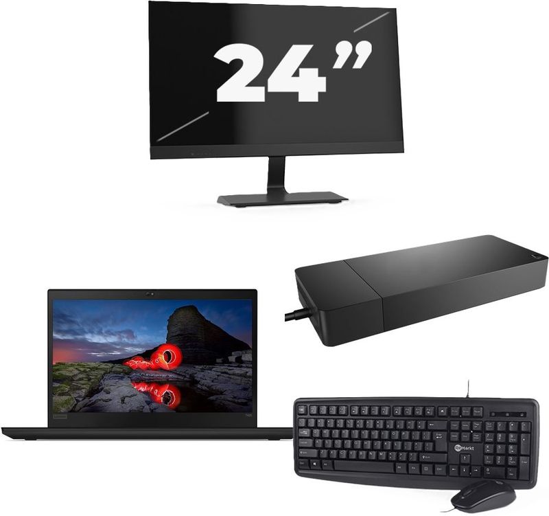 Lenovo ThinkPad T495 - AMD Ryzen 5 PRO 3500U - 14 inch - 16GB RAM - 256GB SSD - Windows 11 Home + 1x 24 inch Monitor Nette Staat