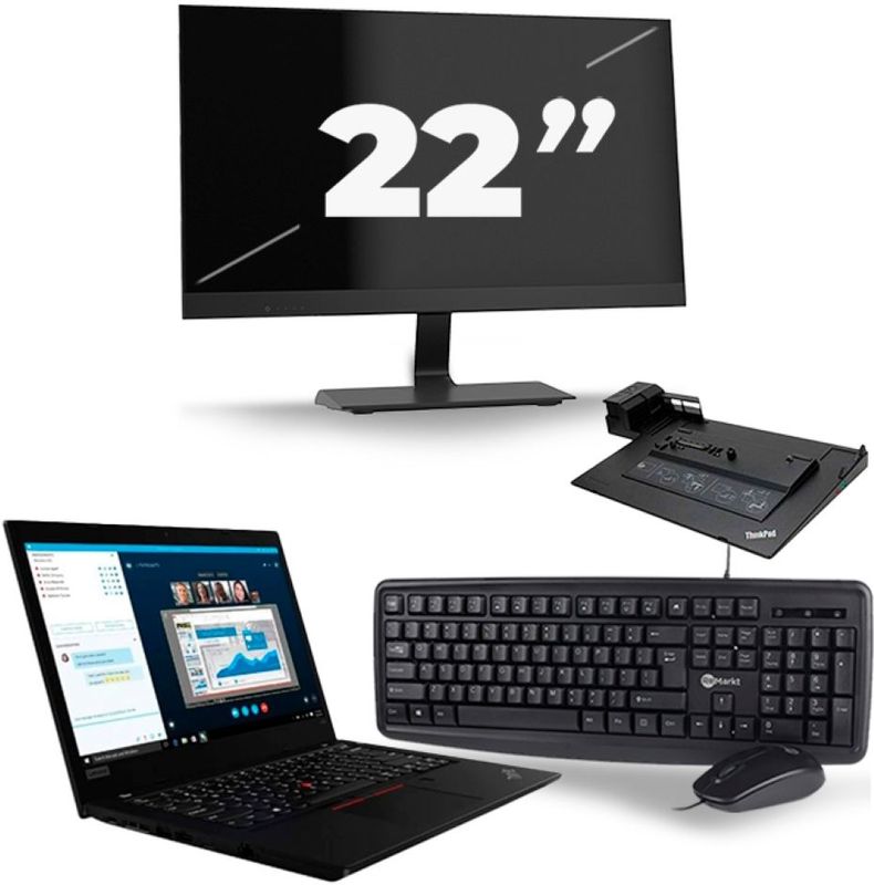 Lenovo ThinkPad L490 - Intel Core i5-8e Generatie - 14 inch - 16GB RAM - 256GB SSD - Windows 11 + 1x 22 inch Monitor Nette Staat