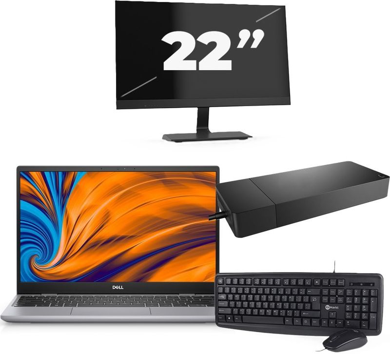 Dell Latitude 3320 - Intel Core i3-11e Generatie - 14 inch - 4GB RAM - 256GB SSD - Windows 11 Home + 1x 22 inch Monitor Nette Staat