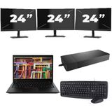 Lenovo ThinkPad T14s Gen 1 - Intel Core i7-10e Generatie - 14 inch - 16GB RAM - 256GB SSD - Windows 11 Home + 3x 24 inch Monitor Nette Staat