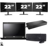 Fujitsu Lifebook E5510 - Intel Core i7-10e Generatie - 15 inch - Touch - 16GB RAM - 256GB SSD - Windows 11 Home + 3x 22 inch Monitor Zichtbaar gebruikt