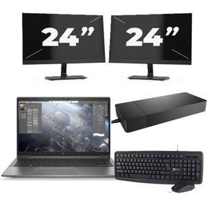 HP ZBook Firefly 14 G7 - Intel Core i7-10e Generatie - 14 inch - 16GB RAM - 256GB SSD - Windows 11 Home + 2x 24 inch Monitor Zichtbaar gebruikt