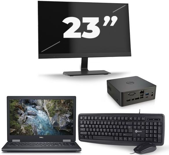 Dell Precision 7530 - Intel Core i7-8e Generatie - 15 inch - 16GB RAM - 512GB SSD - Windows 11 + 1x 23 inch Monitor Zichtbaar gebruikt