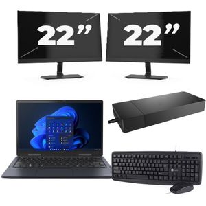 Toshiba Portege X30W-J-10C - Intel Core i5-11e Generatie - 13 inch - 16GB RAM - 256GB SSD - Windows 11 Home + 2x 22 inch Monitor Zichtbaar gebruikt