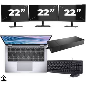 Dell Latitude 7410 - Intel Core i5-10e Generatie - 14 inch - Touch - 16GB RAM - 256GB SSD - Windows 11 Home + 3x 22 inch Monitor Nette Staat