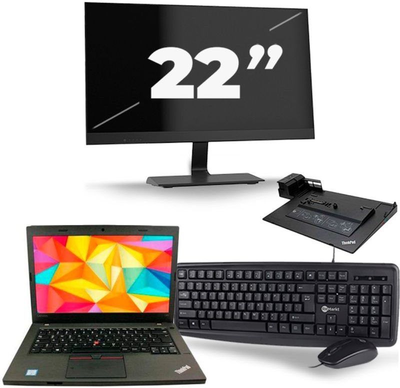 Lenovo ThinkPad L470 - Intel Core i3-7e Generatie - 14 inch - 8GB RAM - 256GB SSD - Windows 11 + 1x 22 inch Monitor Zichtbaar gebruikt