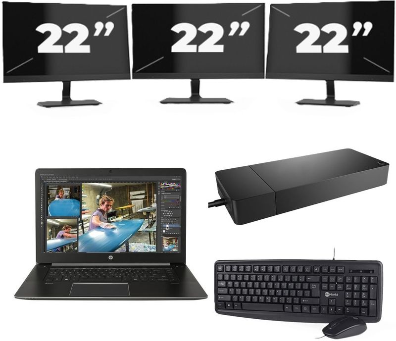 Lenovo Thinkpad L13 G3 - Intel Core i5-13e Generatie - 13 inch - 16GB RAM - 256GB SSD - Windows 11 Home + 3x 22 inch Monitor Zichtbaar gebruikt