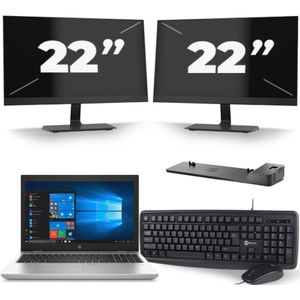 HP ProBook 650 G4 - Intel Core i5-8e Generatie - 15 inch - 16GB RAM - 256GB SSD - Windows 11 + 2x 22 inch Monitor Zichtbaar gebruikt
