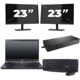 Acer TravelMate P645-SG - Intel Core i7-5e Generatie - 14 inch - 8GB RAM - 256GB SSD - Windows 11 Home + 2x 23 inch Monitor Zichtbaar gebruikt