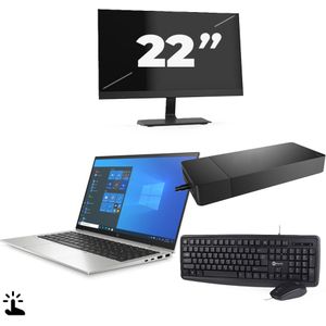 HP EliteBook x360 1040 G8 - Intel Core i7-11e Generatie - 14 inch - Touch - 16GB RAM - 256GB SSD - Windows 11 + 1x 22 inch Monitor Nette Staat